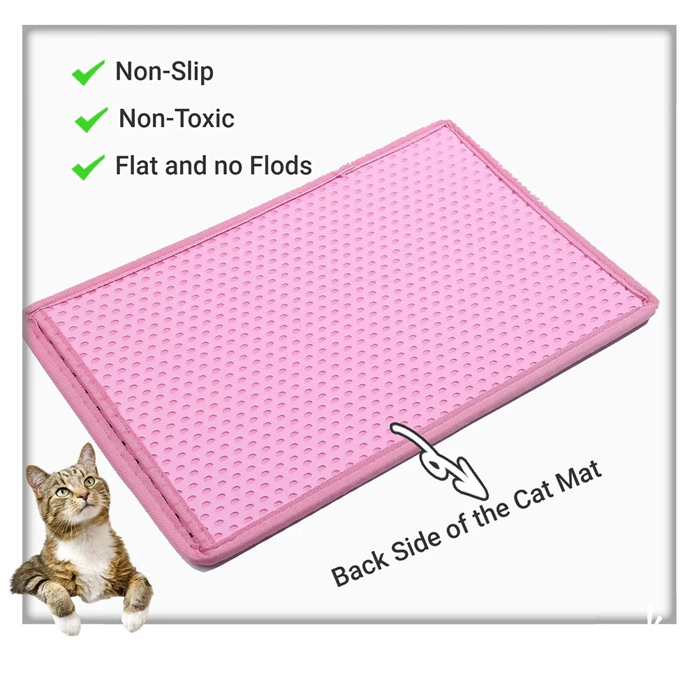 Double Layer anti Tracking Waterproof Cat Litter Trapping Mat Pink