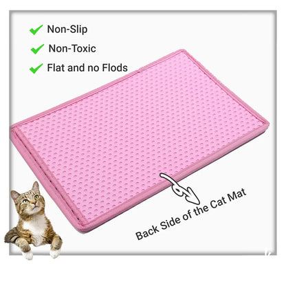 Double Layer anti Tracking Waterproof Cat Litter Trapping Mat Pink