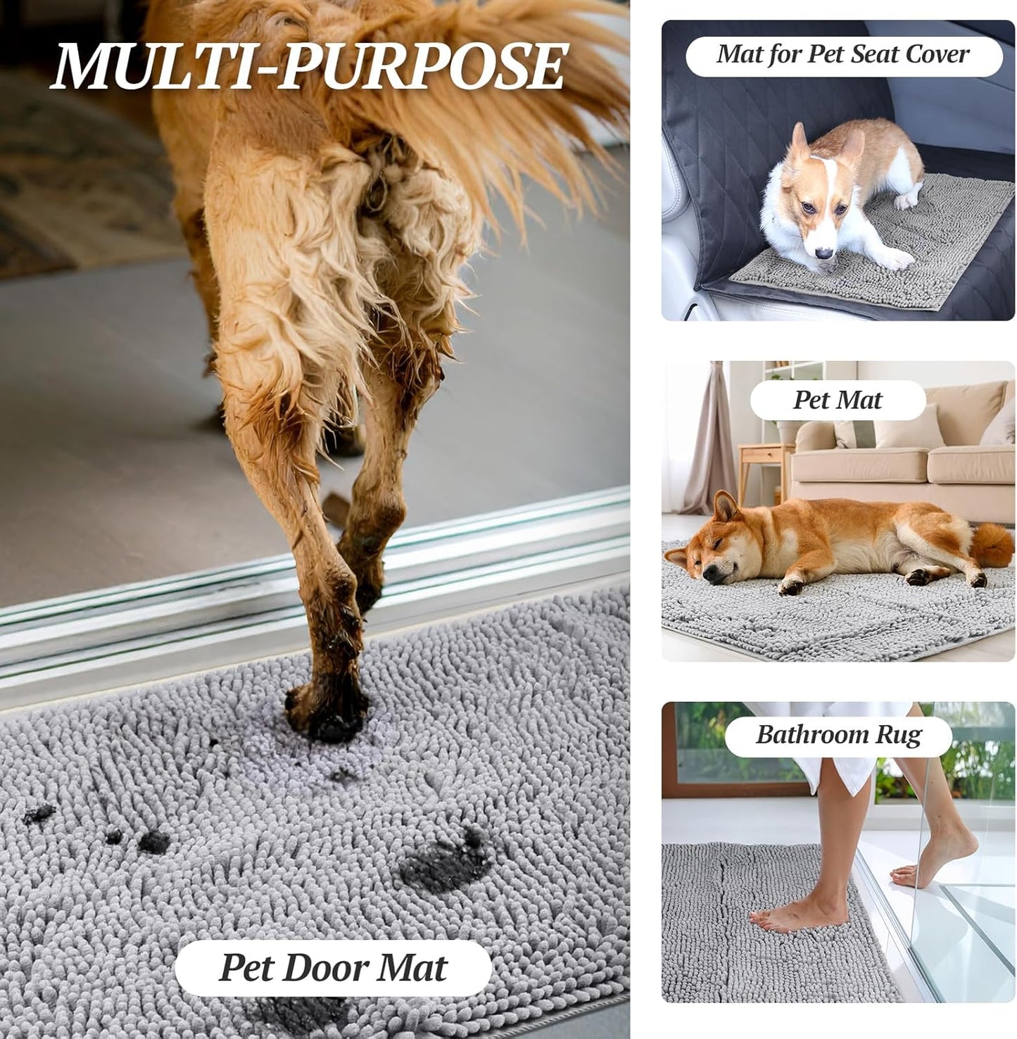 Cat Litter Mat, Litter Trapping Mat, 31"× 20" Cat Kitty Litter Rug with Waterproof Back, Super Soft for Cat'S Paws, Machine Washable, Beige