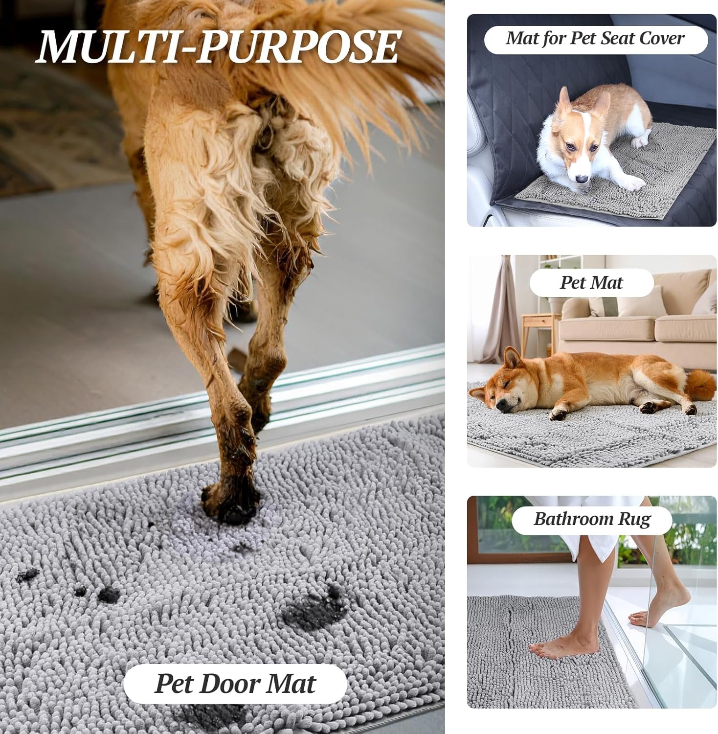 Cat Litter Mat, Litter Trapping Mat, 31"× 20" Cat Kitty Litter Rug with Waterproof Back, Super Soft for Cat'S Paws, Machine Washable, Beige