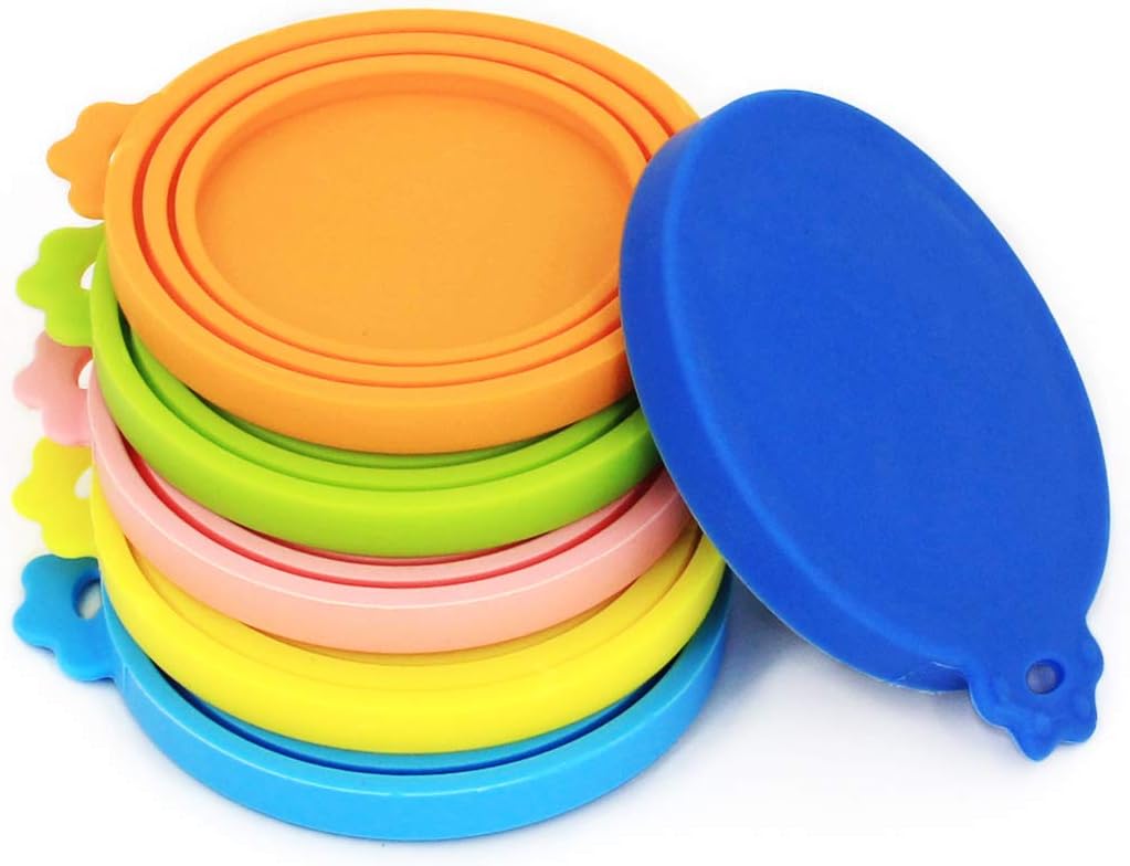 Pet Can Covers/6 Pack Silicone Dog Cat Food Can Lids/Universal Size Fit Most Standard Size Cans