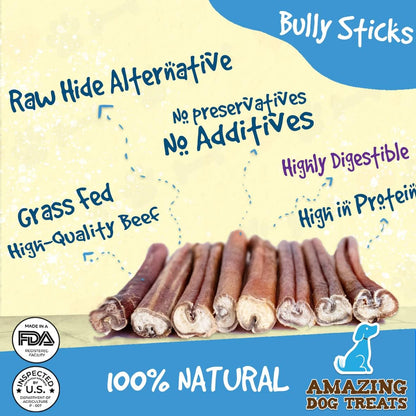 Bully Sticks 6 & 7 Inch Regular Size - Premium Bully Stick Dog Chews - Long Lasting Bully Sticks for Dogs - Best Bully Stick Dog Bone - No Hide Dog Chews