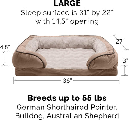 Replacement Pet Bed Cover - Plush Velvet Waves Perfect Comfort Sofa Washable Dog Bed Cover, Brownstone, Large