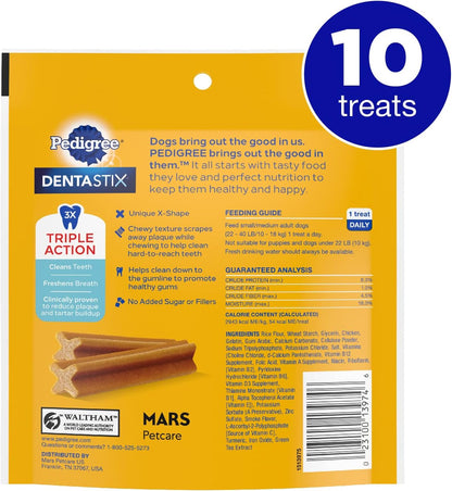DENTASTIX Small/Medium Dog Dental Treats Original Flavor Dental Bones, 5.57 Oz - 10 Count (Pack of 7)