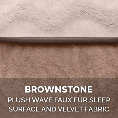 Replacement Pet Bed Cover - Plush Velvet Waves Perfect Comfort Sofa Washable Dog Bed Cover, Brownstone, Large