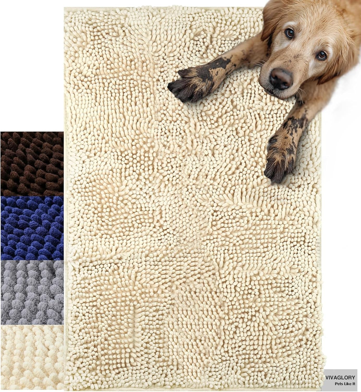 Cat Litter Mat, Litter Trapping Mat, 31"× 20" Cat Kitty Litter Rug with Waterproof Back, Super Soft for Cat'S Paws, Machine Washable, Beige