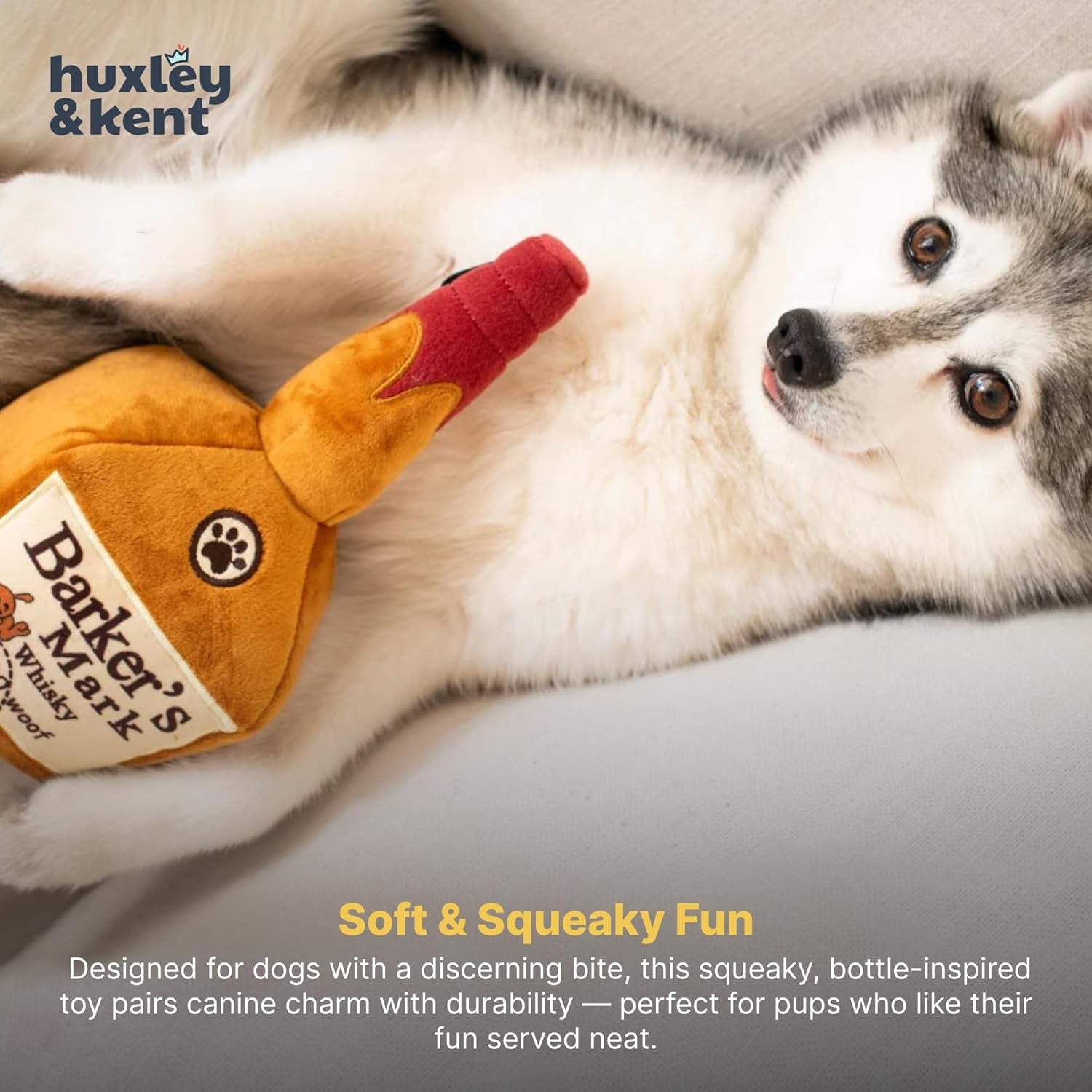 H&K for Dogs Power Plush | Barker'S Mark (Large) | Funny Dog Toy | Dog Toy with Squeaker | Dog Gift | Fun, Durable, and Safe | Squeaky Dog Toy