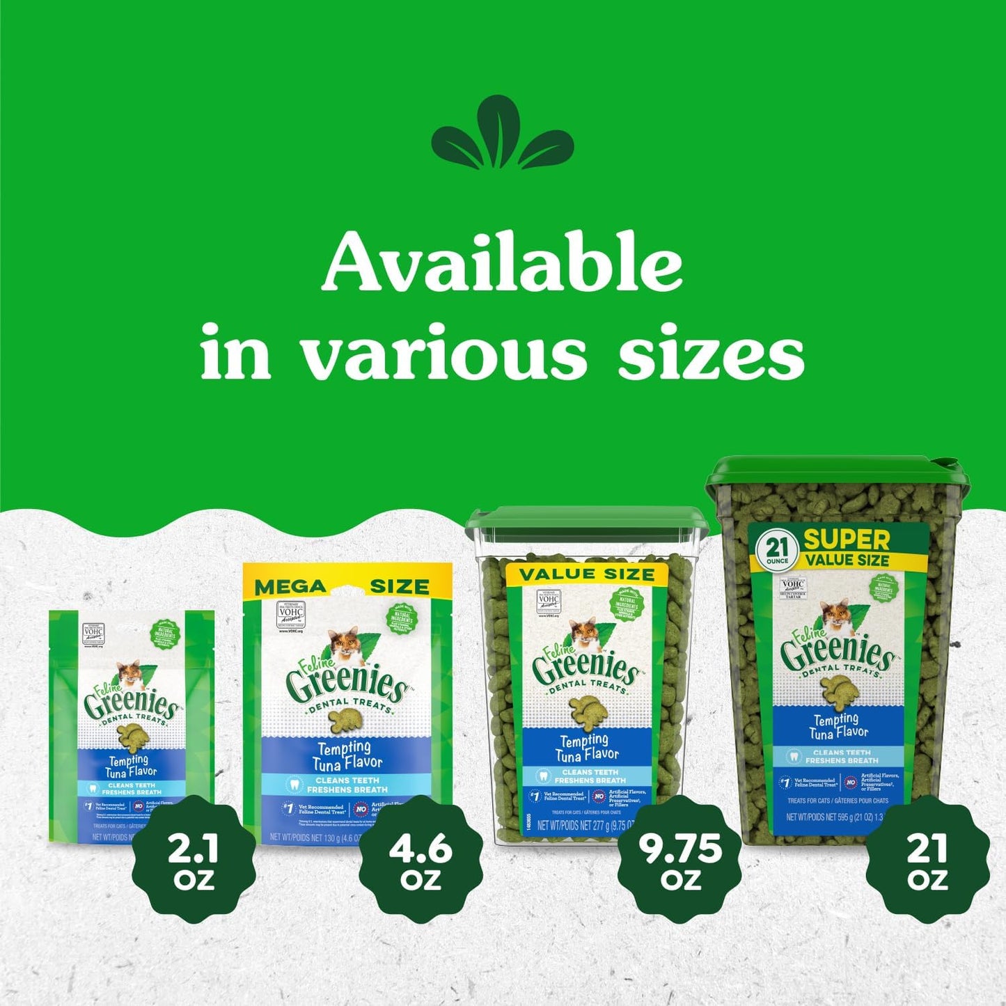 FELINE  Natural Dental Care Cat Treats, Tuna Flavor, All Bag Sizes