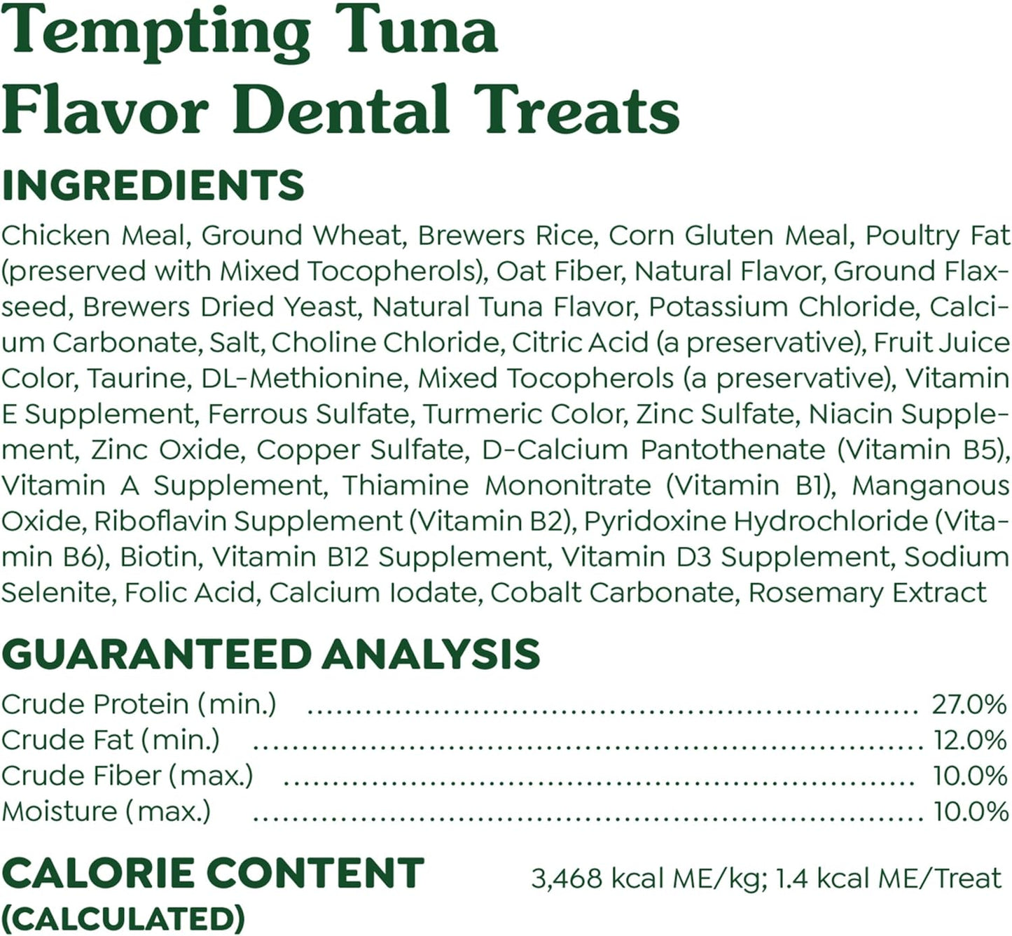 FELINE  Natural Dental Care Cat Treats, Tuna Flavor, All Bag Sizes